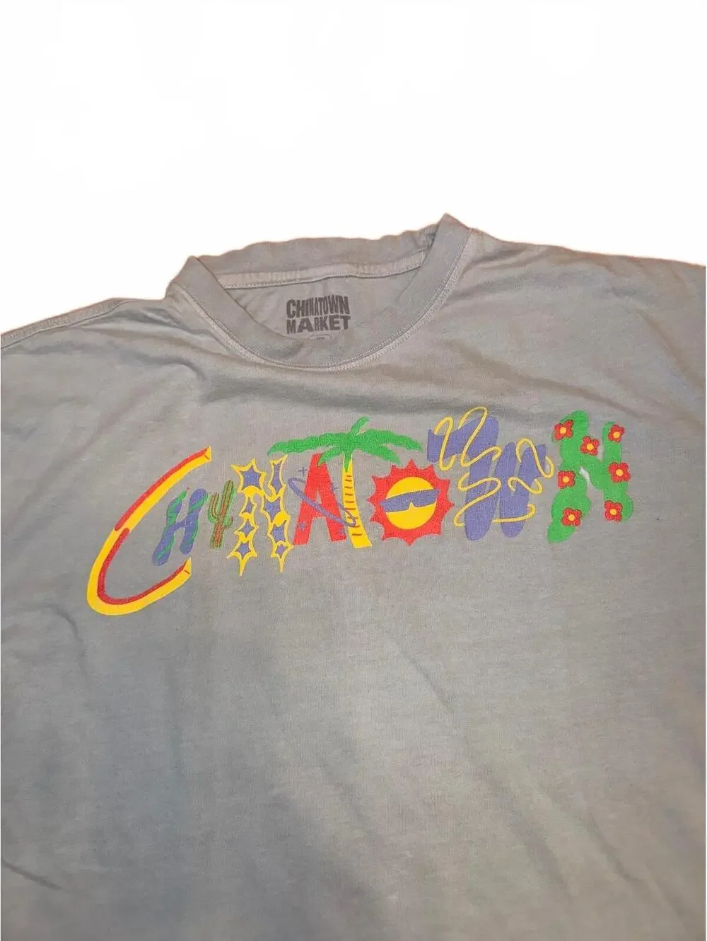 Chinatown Market Graphic T-Shirt Light Blue Tropical Print Tee